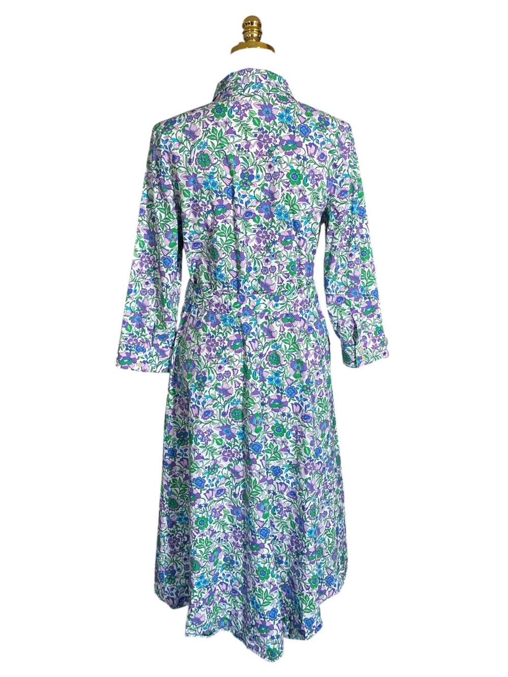 Talbots Women Fit & Flare Poplin Spring Fleur Floral Midi Shirtdress Size 10 - Picture 7 of 12
